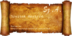 Szvitek Asztrid névjegykártya